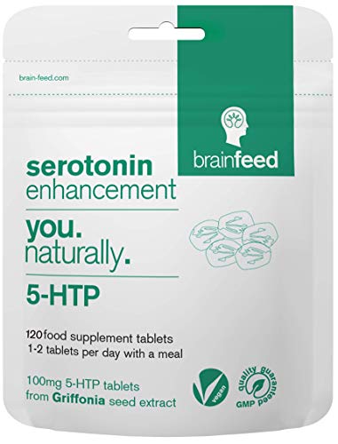 brain feed Serotonin Supplement 5HTP |100mg 5 HTP per Tablet | Natural 5-HTP Supplement from Griffonia Seed Extract | Mood Booster | 120 Tablets- 1 a Day