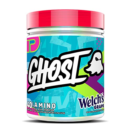 GHOST Amino: Essential Amino Acid Supplement, Welch's Grape - 20 Servings - Intra-Workout Powder for Hydration & Recovery 4.5g BCAA & 5.5g EAA - Soy & Gluten-Free, Vegan