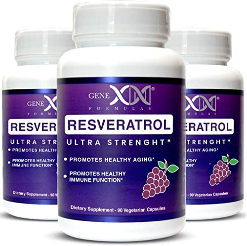 GENEX 1500mg Resveratrol with BioPerine for Absorption (3 Pack) | Organic Trans-Resveratrol Capsules from Japanese Knotweed, Antioxidant Supplement for Healthy Aging
