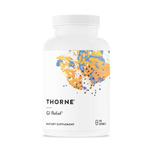 Thorne GI Relief - Digestion Supplement Supports Gut Health & Bloating Relief - Made with Marshmallow Root Extract & Digestive Enzymes - 180 Capsules - 90 Servings