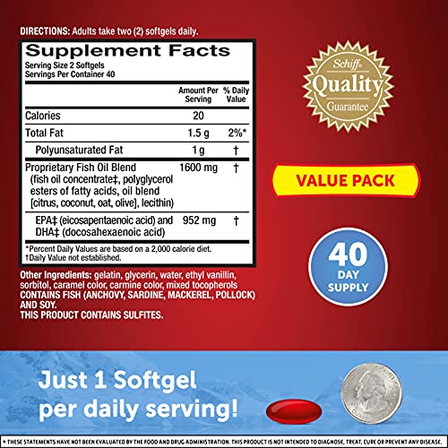Megared Omega 3 Fish Oil Supplement 800mg (per Serving), Advanced 6X Absorption EPA & DHA Omega 3 Fatty Acid Softgels (80cnt Box), Phopholipids, Supports Brain Eye Joint & Heart Health