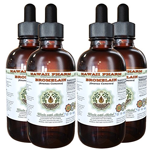Bromelain Alcohol-Free Liquid Extract, Bromelain (Ananas Comosus) Dried Powder Glycerite Herbal Supplement 4x4 oz
