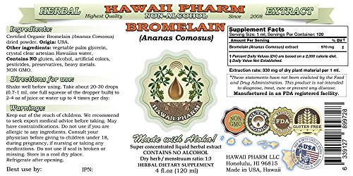 Bromelain Alcohol-Free Liquid Extract, Bromelain (Ananas Comosus) Dried Powder Glycerite Herbal Supplement 2x32 oz Unfiltered
