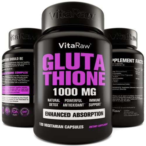 𝗪𝗜𝗡𝗡𝗘𝗥 1000mg Glutathione for Immune Support - 100mg Absorption Complex - Reduced Glutathione Supplement with Alpha Lipoic Acid - Brain Booster, Glowing Skin, Liver Support - Pure L Glutathione