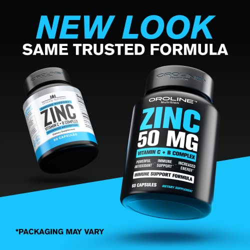 𝗪𝗜𝗡𝗡𝗘𝗥* 𝟮𝟬𝟮𝟯 Premium Zinc Citrate 50 mg Supplement, 2-Pack Value Bundle - Vitamin C and Zinc Capsules - Vitamin B & Zinc for Acne, Immunity, Vision + Energy - Vegan Vitamin Zinc Supplement