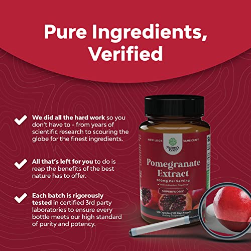 Advanced Antioxidant Superfood Pomegranate Supplement - Natural Pomegranate Extract Polyphenols Supplement for Heart Health and Joint Support - Reds Superfood Powder Capsules for Men and Women 180ct