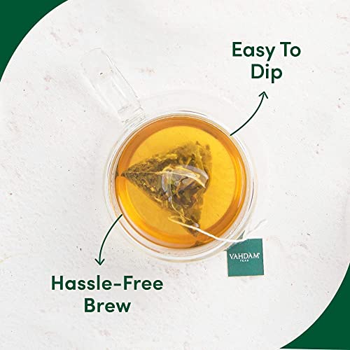 VAHDAM, Organic Pure Mint Tea Bags (100 Pyramid Tea Bags) Caffeine Free, Pure Ingredients - Peppermint, Spearmint - Direct from Source, Packed in Resealable Ziplock Pouch