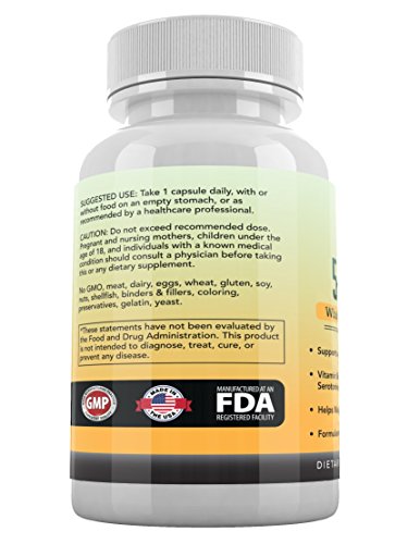 MoxyVites 5HTP 100mg Supplement, Plus B6, 5 HTP Organic Whole Food - Best Serotonin Booster - Non-GMO, 120 Vegan Capsules