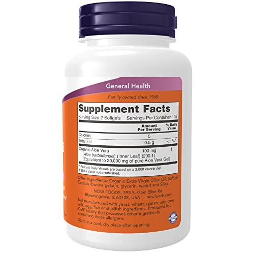 NOW Supplements, Aloe Vera (Aloe barbadensis) 10,000 mg, Supports Digestive Health*, 250 Softgels