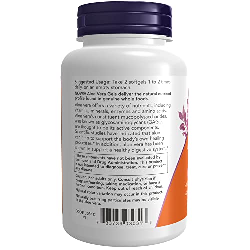 NOW Supplements, Aloe Vera (Aloe barbadensis) 10,000 mg, Supports Digestive Health*, 250 Softgels