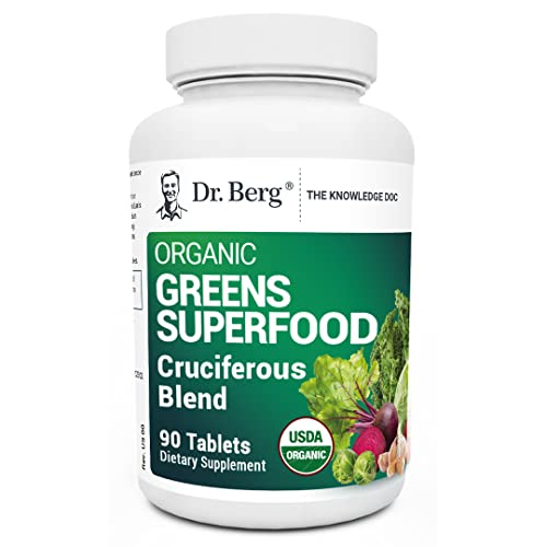 Dr. Berg's Greens Superfood Cruciferous Vegetable Capsules - Vegetable Supplements for Adults w/ 11 Phytonutrient Super Greens Capsules - Energy, Immune System & Liver Veggie Capsules - 90 Tablets