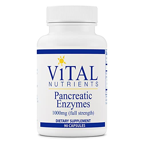 Vital Nutrients Pancreatic Enzymes 1000mg (Full Strength) - Digestion Supplement with Protease, Amylase & Lipase - Digestive Enzymes - Gluten Free, Soy Free, Dairy Free - 90 Capsules