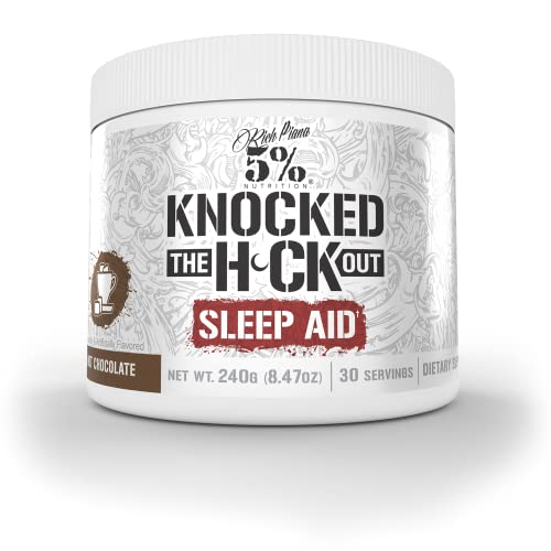 5% Nutrition Rich Piana Knocked Out Natural Sleep Aid | Post-Workout Recovery & Deep Sleep Supplement | GABA, Melatonin, Chamomile, Tyrosine, 5-HTP, & More | 8.4 oz, 30 Servings (Hot Chocolate)