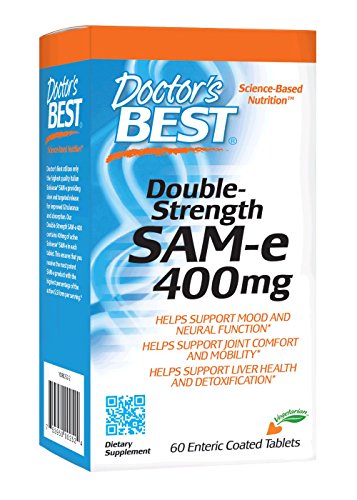 Doctor's Best SAM-e 400 mg, Vegan, Gluten Free, Soy Free, Mood and Joint Support, 60 Enteric Coated Tablets