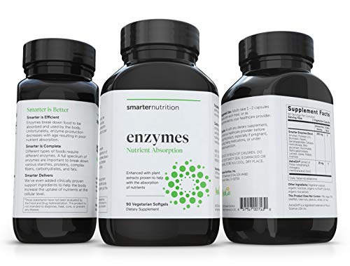 Smarter Nutrition Enzymes - Daily Digestive Aids with 16 Different Natural Enzymes, Nutrient Absorption Aid w Bromelain, Papain, Lactase, AstraGin (270 Capsules)