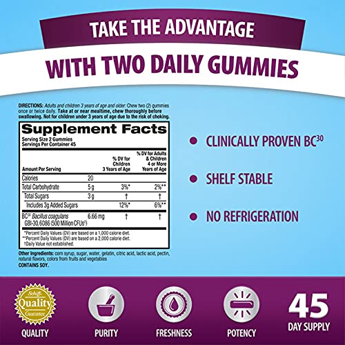 Digestive Advantage Probiotic Gummies for Digestive Health, Daily Probiotics for Women & Men, Support for Occasional Bloating, Minor Abdominal Discomfort & Gut Health, 2x90ct Bottles Superfruit