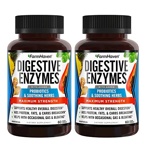 FarmHaven Digestive Enzymes with 18 Probiotics & Herbs | Papaya, Bromelain, Protease & More for Lactose Absorption & Better Digestion | Helps Bloating, Gas, Constipation | Vegetarian, 120 Capsules