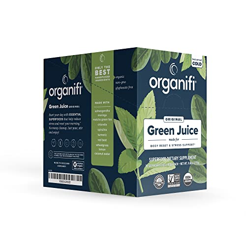 Organifi: GO Packs - Green Juice - Organic Superfood Supplement Powder - 30 Count - Organic Vegan Greens - Hydrates and Revitalizes - Support Immunity, Relaxation and Sleep