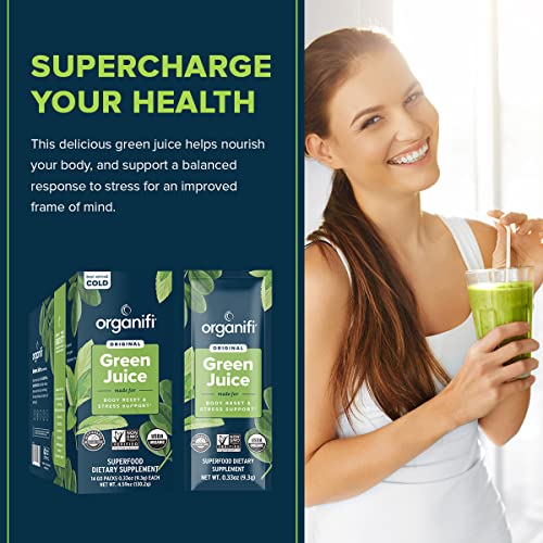 Organifi: GO Packs - Green Juice - Organic Superfood Supplement Powder - 30 Count - Organic Vegan Greens - Hydrates and Revitalizes - Support Immunity, Relaxation and Sleep