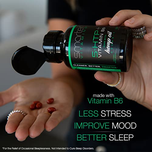200mg 5-HTP + Vitamin B6, Natural Stress Relaxation, Mood & Sleep Boost, Extended Time Release, softgels