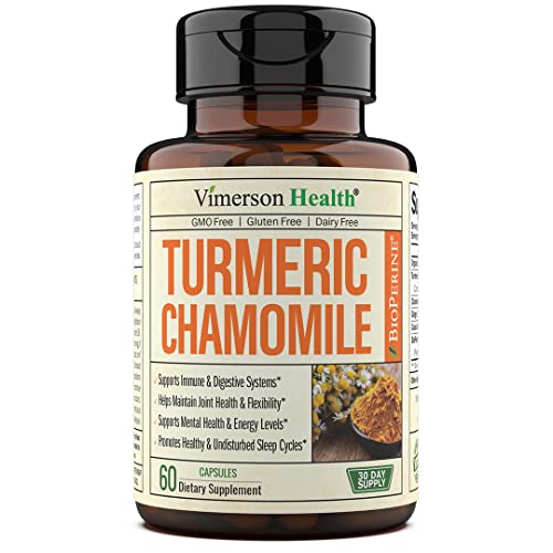 Turmeric Curcumin with Black Pepper, Chamomile & Ginger. Vegan Sleep Aid Supplement with Organic Tumeric, Cinnamon & BioPerine. 95% Curcuminoids. Promotes Healthy Sleep, Relaxation, Mood & Digestion