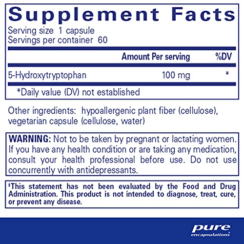 Pure Encapsulations 5-HTP 100 mg | 5-Hydroxytryptophan Supplement for Brain, Sleep, Eating Behavior, and Serotonin Support*
