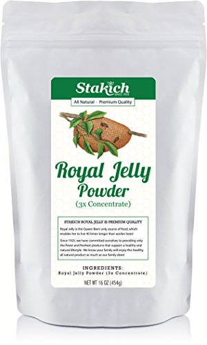 Stakich Freeze Dried Fresh Royal Jelly Powder - 3X Concentrate, 100% Pure, Premium Quality, High Potency -
