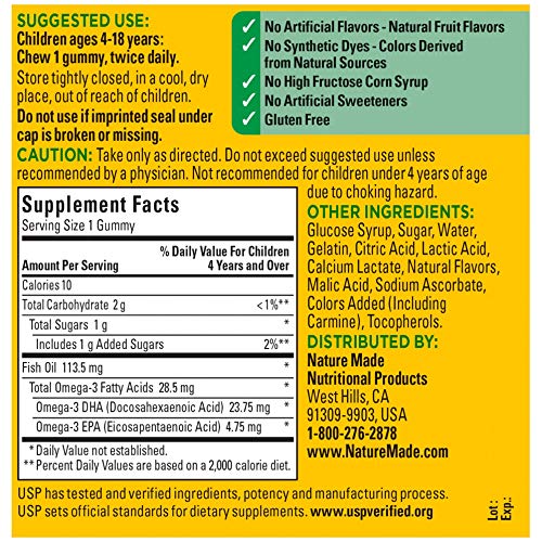Nature Made Kids First Fish Oil Gummies, 80 Count with 28.5 mg Heart Healthy Omega-3s† (Packaging may vary)