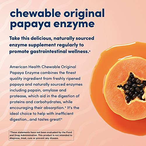 American Health Original Papaya Digestive Enzyme - Chewable Tablets - Promotes Nutrient Absorption and Helps Digestion