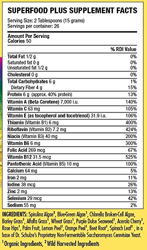 Dr. Schulze’s | SuperFood Plus | Vitamin & Mineral Herbal Concentrate | Dietary Supplement | Daily Nutrition & Increase Energy | Gluten-Free & Non-GMO | Vegan & Organic | 14-Oz Powder per Jar | 2 Pack