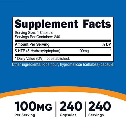 Nutricost 5-HTP 100mg, 240 Vegetarian Capsules (5-Hydroxytryptophan) - Non-GMO & Gluten Free (3 Bottles)