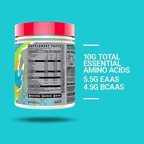 GHOST Amino: Essential Amino Acid Supplement, Mango - 20 Servings - Intra-Workout Powder for Hydration & Recovery 4.5g BCAA & 5.5g EAA - Soy & Gluten-Free, Vegan