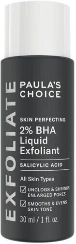 Paula's Choice Skin Perfecting 2% BHA Liquid Salicylic Acid Exfoliant, Gentle Facial Exfoliator for Blackheads, Large Pores, Wrinkles & Fine Lines, Travel Size, 1 Fluid Ounce - PACKAGING MAY VARY