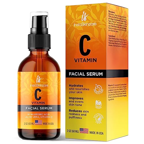 Vitamin C Serum for Face with Hyaluronic Acid and Vitamin E - DOUBLE SIZED (2Oz) - Brightening Face Serum - Natural Anti-Aging Serum with Antioxidants - Reduce Fine Lines and Wrinkles - Paraben and Fragrance Free