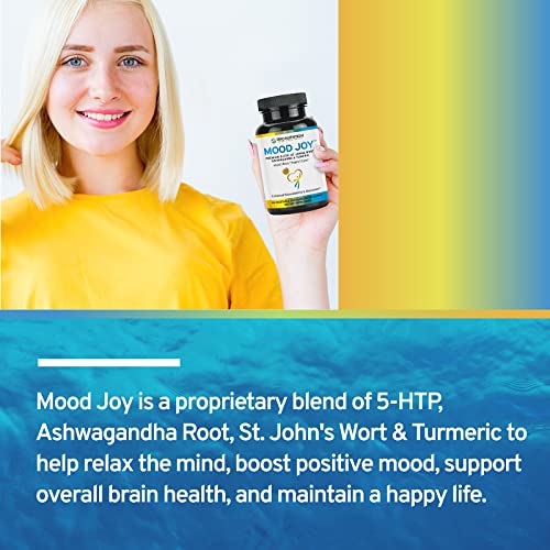 Trio Mood Joy | Premium 5-HTP, St Johns Wort, Ashwagandha & Turmeric | Ashwagandha Capsules to Promote Natural Calm & Relaxed Mood* | Mood Support Supplement* | 60 Day Supply