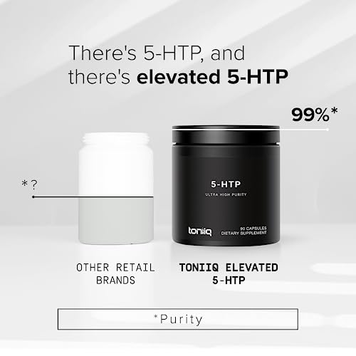 Toniiq Ultra High Strength 5HTP Capsules - 99%+ Highly Purified and Highly Bioavailable - 12:1 Concentrated Extract - 200mg - 90 Veggie Capsules
