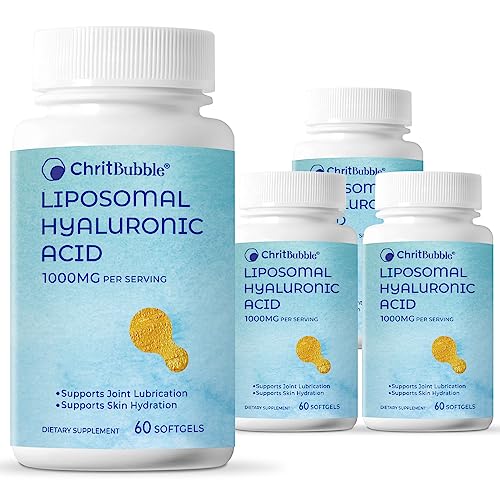 ChritBubble Liposomal Hyaluronic Acid Supplements for Women,Men 1000mg-Pure Dietary Hyaluronic Acid Capsules for Skin,Joint