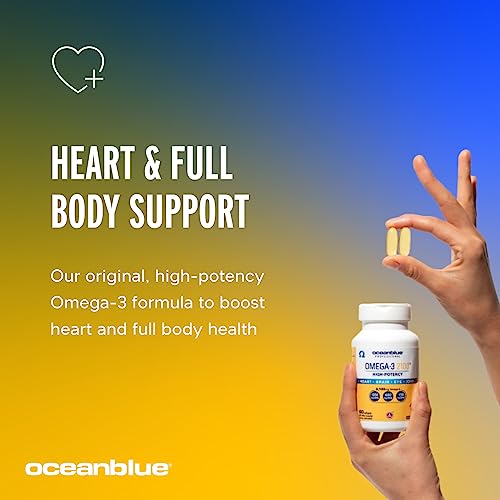 Oceanblue Omega-3 2100 – 180 ct – Triple Strength Burpless Fish Oil Supplement with High-Potency EPA, DHA, DPA – Wild-Caught – Orange Flavor (90 Servings)