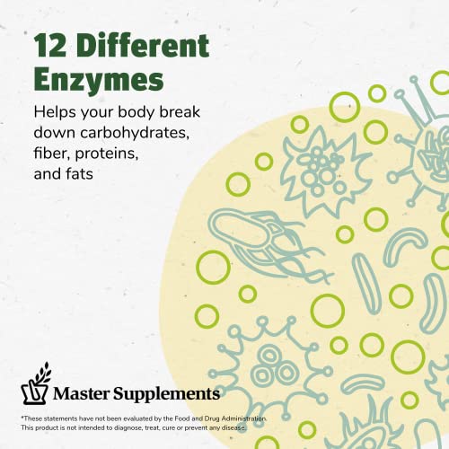 ENZALASE Master Supplements 50 Capsules - Probiotic Compatible Enzymes - Provides Digestive Boost + Gas & Bloating Relief - Gluten Free - 50 Servings