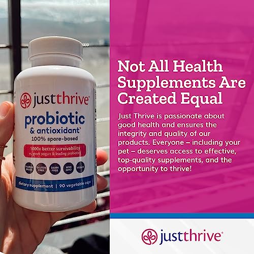 Just Thrive Probiotic & Antioxidant Supplement- Probiotics for Women, Men, and Kids - 90 Capsules - Probiotics for Digestive Health and Immune Support - No Gluten - Proprietary Blend Vegan Probiotics