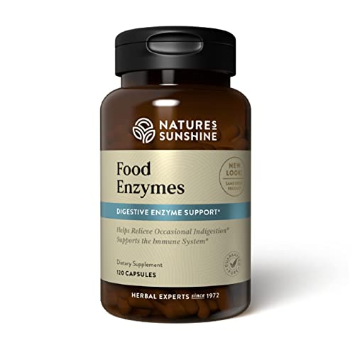 Nature's Sunshine Digestive Enzymes - Powerful Proprietary Blend for Digestive Health to Break Down Fats, Carbs, Protein - 60 Servings (120 Capsules) Made in The USA