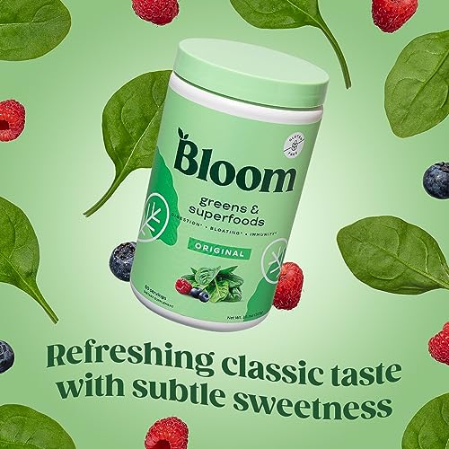 Bloom Nutrition Super Greens Powder Smoothie & Juice Mix - Probiotics for Digestive Health & Bloating Relief for Women, Digestive Enzymes with Superfood Spirulina & Chlorella for Gut Health (Original)
