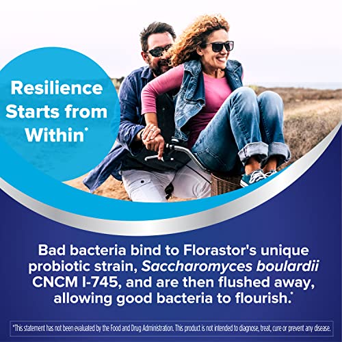 Florastor Probiotics for Digestive & Immune Health, 54 Capsules, Probiotics for Women & Men, Dual Action Helps Flush Out Bad Bacteria & boosts The Good with Our Unique Strain Saccharomyces boulardii