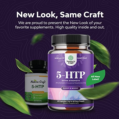 5 HTP Supplement 5-Hydroxytryptophan - 5HTP 100mg Gentle Herbal Sleep Supplement and Mood Enhancer - 5-HTP 100 mg Mood Support Supplement and Sleep Support Capsules from Griffonia Simplicifolia
