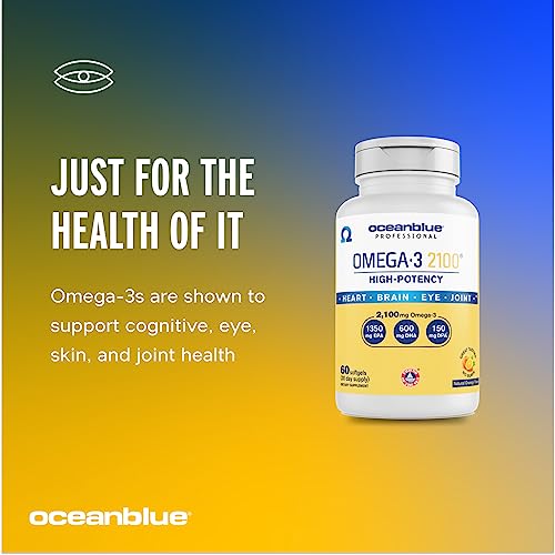 Oceanblue Omega-3 2100 – 120 ct – High-Potency Omega-3 Fish Oil Supplement – Orange Flavor (60 Servings)