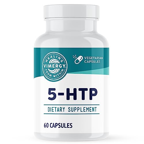 Vimergy 5-HTP Capsules, 60 Servings – Healthy Mood & Stress Support Supplement – Promotes Healthy Levels of Serotonin for Stress Management, Vegan, Non-GMO, Gluten-Free, Grain-Free, & Paleo
