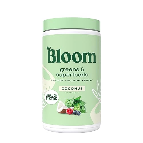 Bloom Nutrition Super Greens Powder Smoothie & Juice Mix - Probiotics for Digestive Health & Bloating Relief for Women, Digestive Enzymes with Superfoods Spirulina & Chlorella for Gut Health (Coconut)