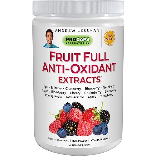 ANDREW LESSMAN Fruit Full Anti-Oxidant Extracts Powder 600 Servings - 14 Natural Fruit and Berry Extracts. Bilberry, Cranberry, Grape Seed, Pomegranate, Resveratrol, and More.