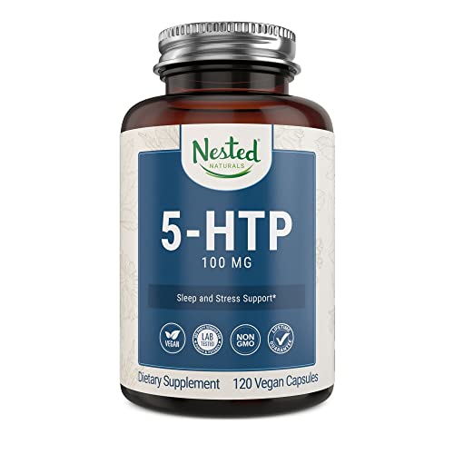 Vegan 5HTP 100 mg (5-hydroxytryptophan) | Sleep and Stress Support | Naturally Sourced Serotonin | 120 Non-GMO Capsules