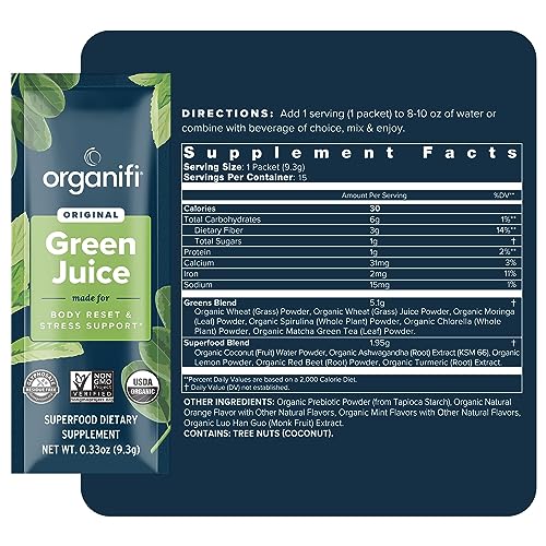 Organifi: GO Packs - Green Juice - Organic Superfood Supplement Powder - 14 Servings - Organic Vegan Greens - Hydrates and Revitalizes